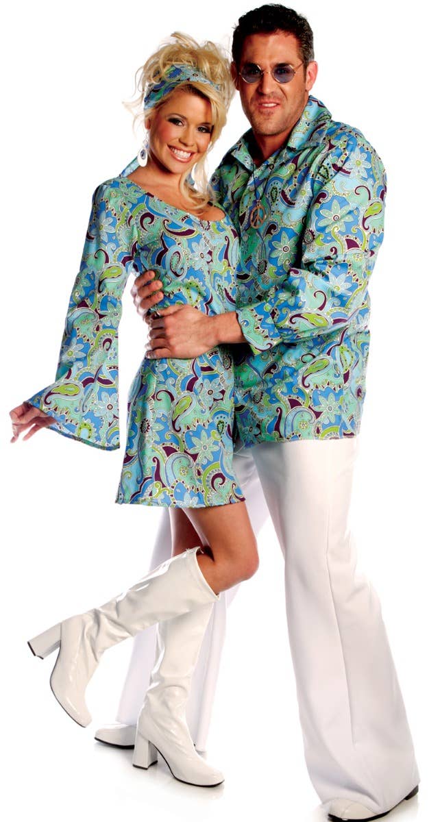 Plus Size Men's 1960's Groovy Hippie Costume Shirt - Couples Image
