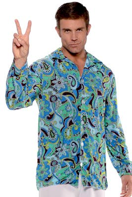Plus Size Men's 1960's Groovy Hippie Costume Shirt - Zoom Image