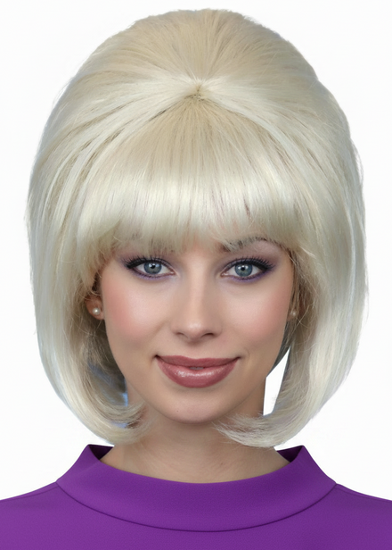 Womens Short Blonde 1960s Beehive Costume Wig - ain Image