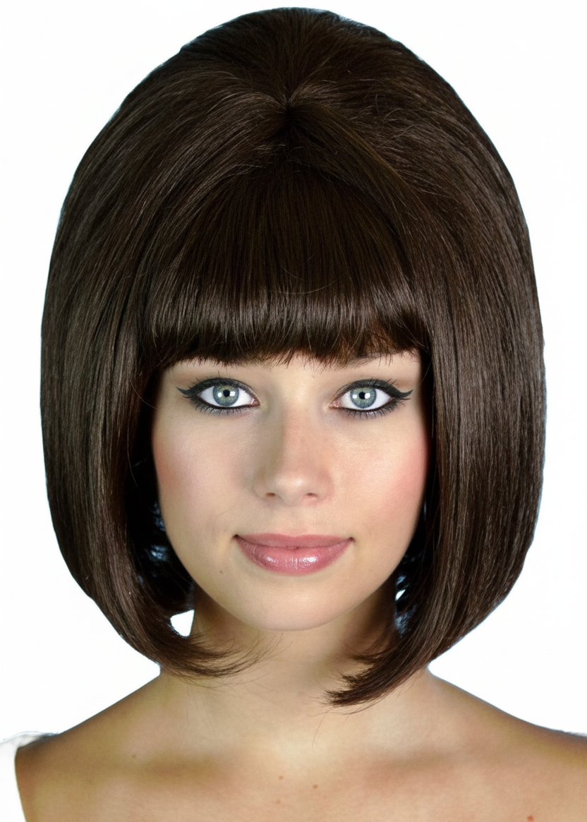Womens Short Brown 1960s Beehive Costume Wig - Main Image