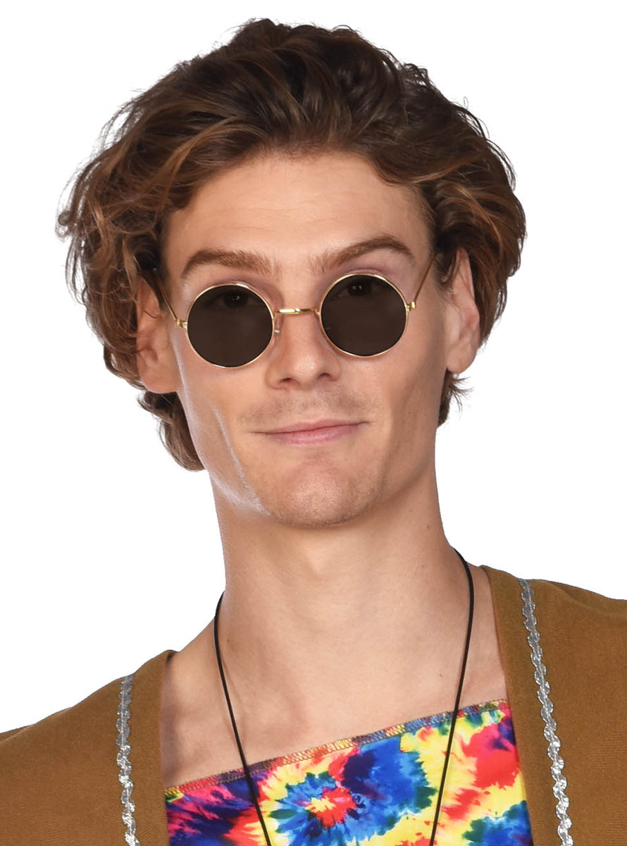 Black Lens 60s Hippie Glasses - Alternate Image