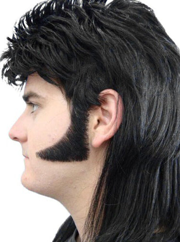 1970s Curved Black Costume Sideburns - Main Image