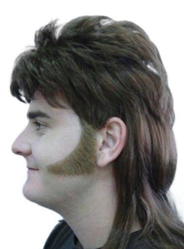 1970s Curved Brown Costume Sideburns - Main Image