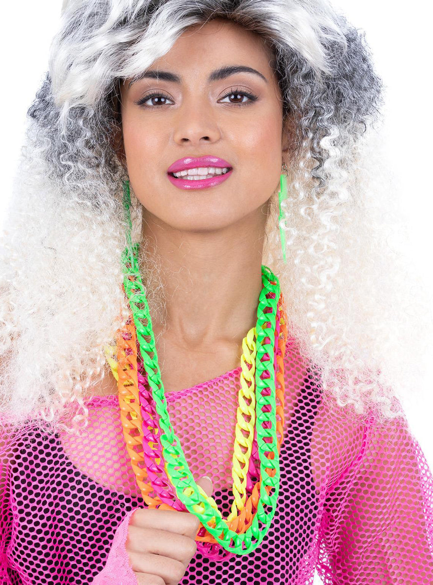 80s neon chain necklace pack of 4  - Main image