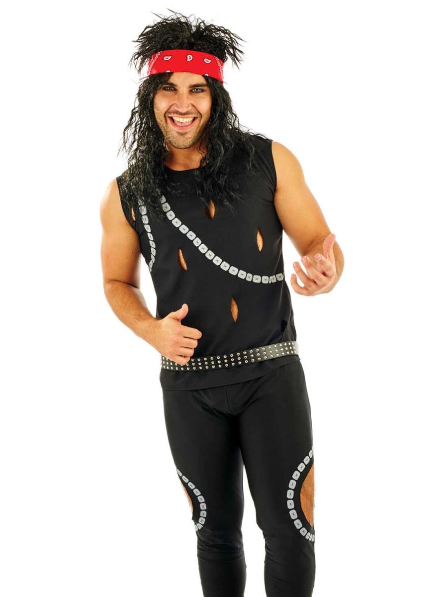 Plus Size Mens 1980s Glam Rock Star Costume - Close Image