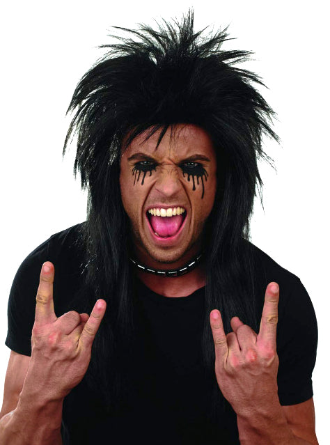 Glam Rocker Adults Black Spiked 80s Wig - Alternate Image