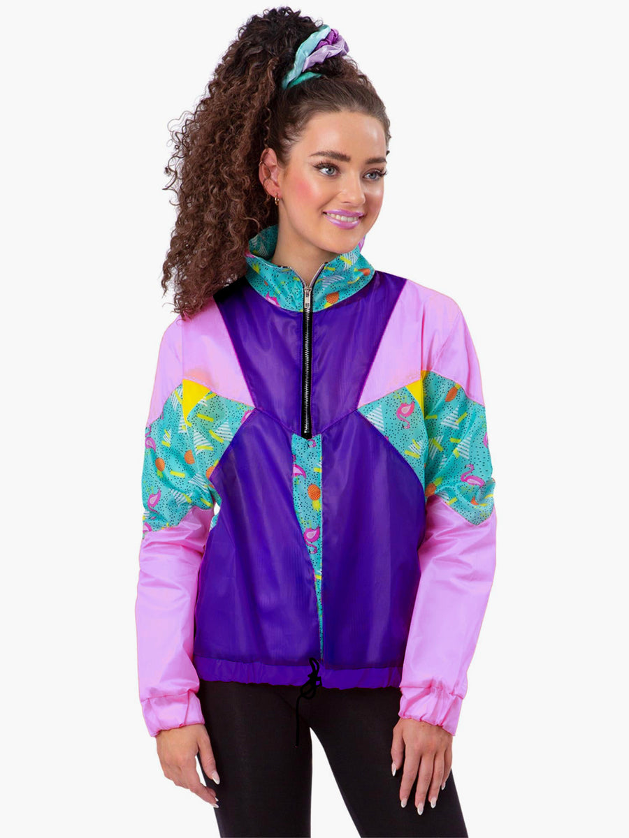 Womens plus size 1980s print windbreaker jacket - Main image