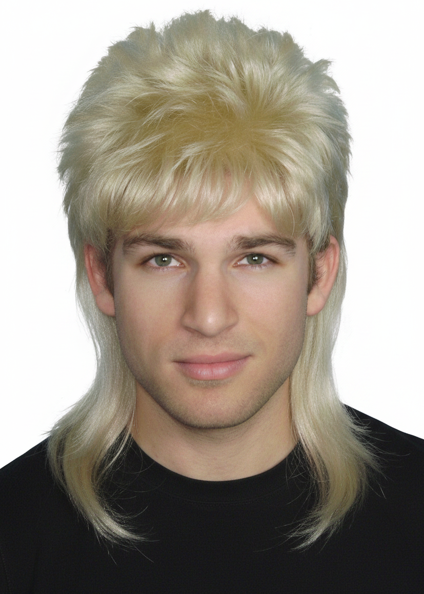 Blonde Shaggy 1980s Mullet Costume Wig - Main Image