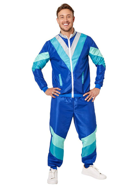 1980s Mens Dark Blue Shell Suit Costume - Main Image