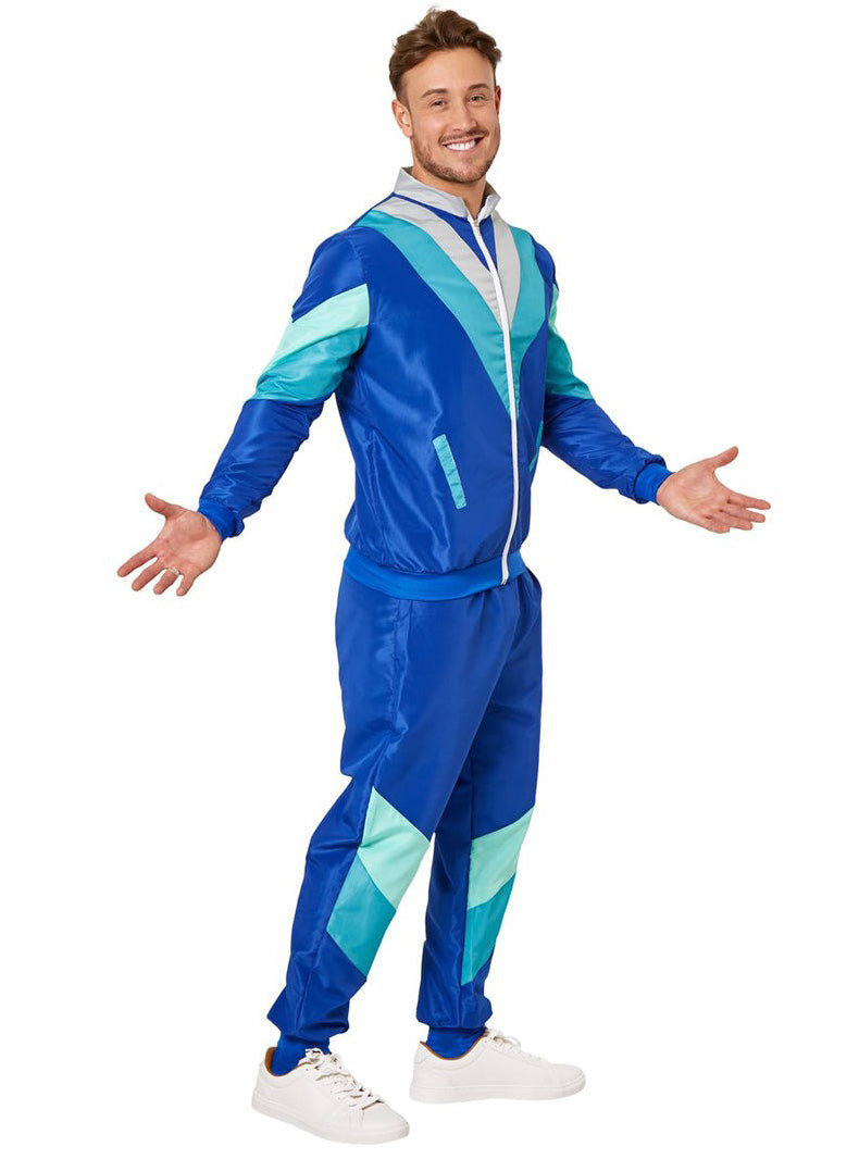 1980s Mens Dark Blue Shell Suit Costume - Side Image