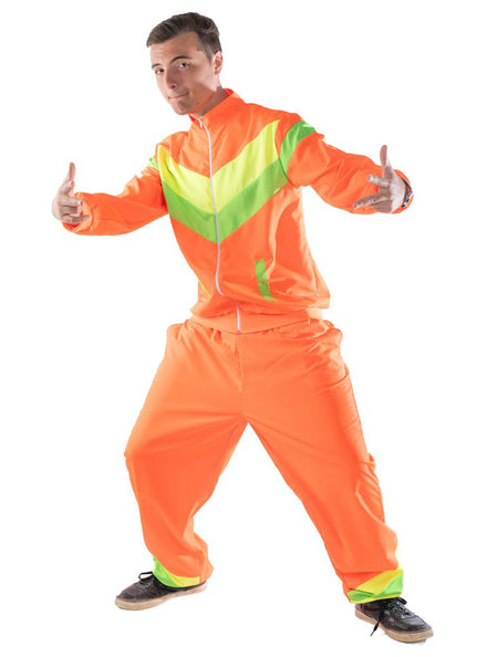 1980s Mens Orange Shell Suit Costume - Main Image