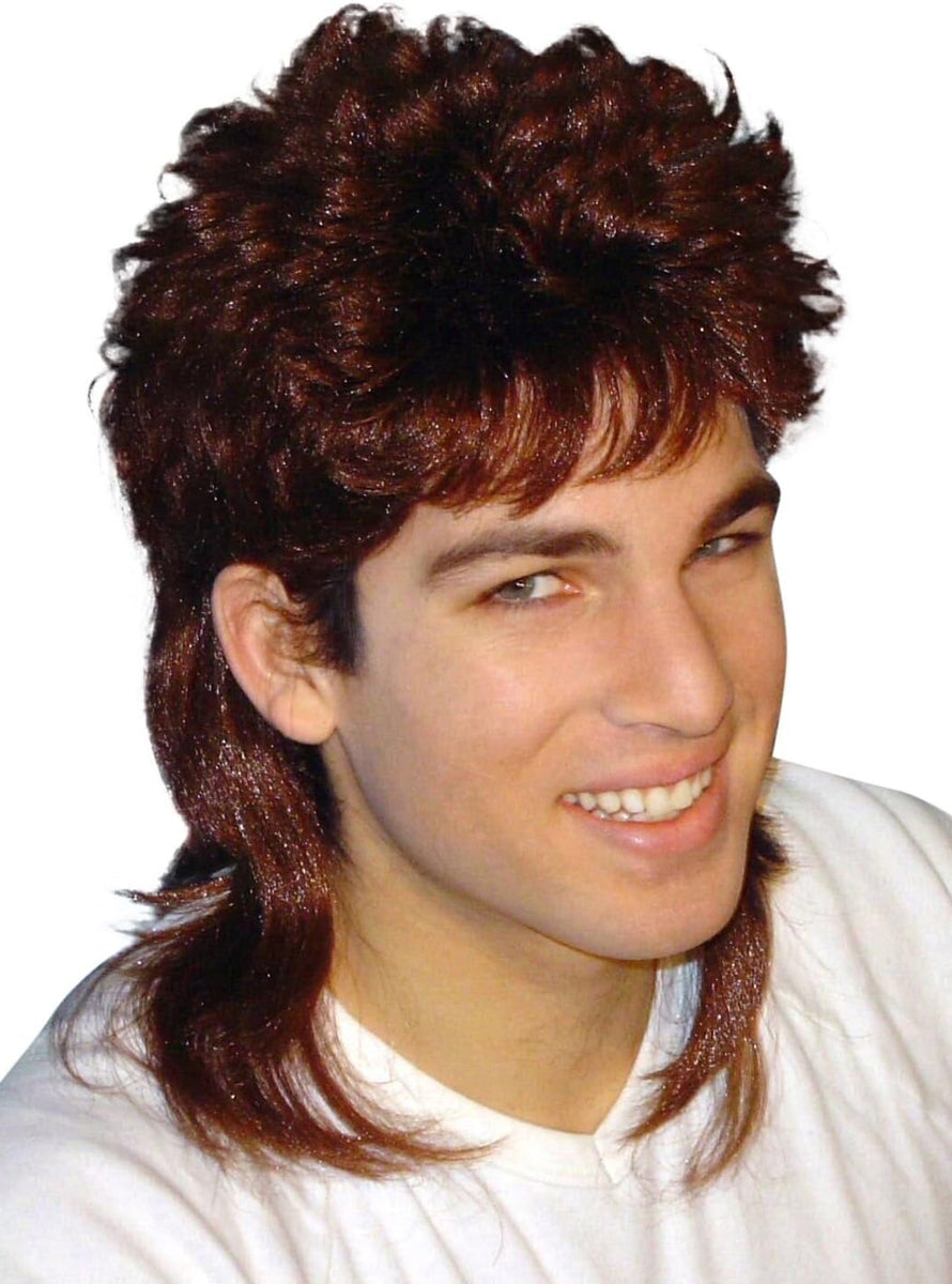 Shaggy Brown 1980s Mullet Costume Wig