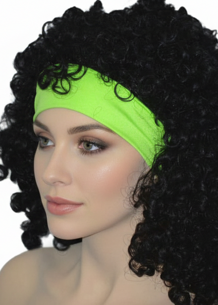 1980s Womens Neon Green Lycra Costume Headband - Main Image