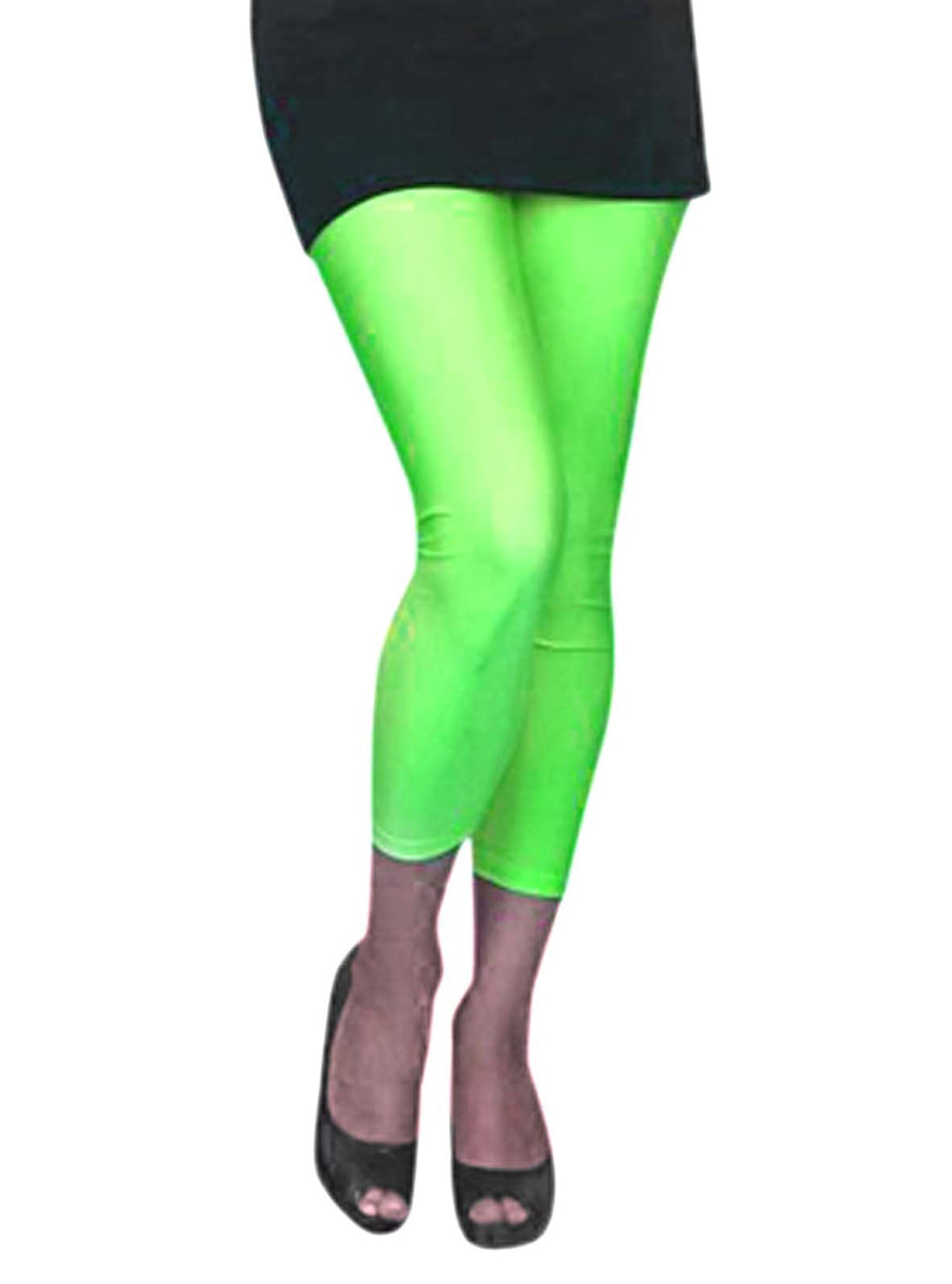1980s Womens Neon Green Lycra Costume Leggings - Main Image