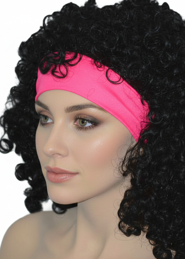 1980s Womens Neon Pink Lycra Costume Headband - Main Image