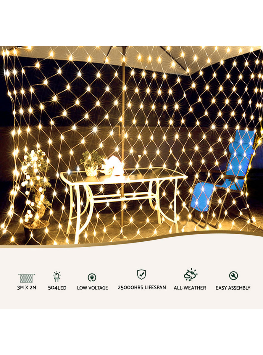 2 Metre x 3 Metre Warm White Net String Light Christmas Decoration - Info Image 1
