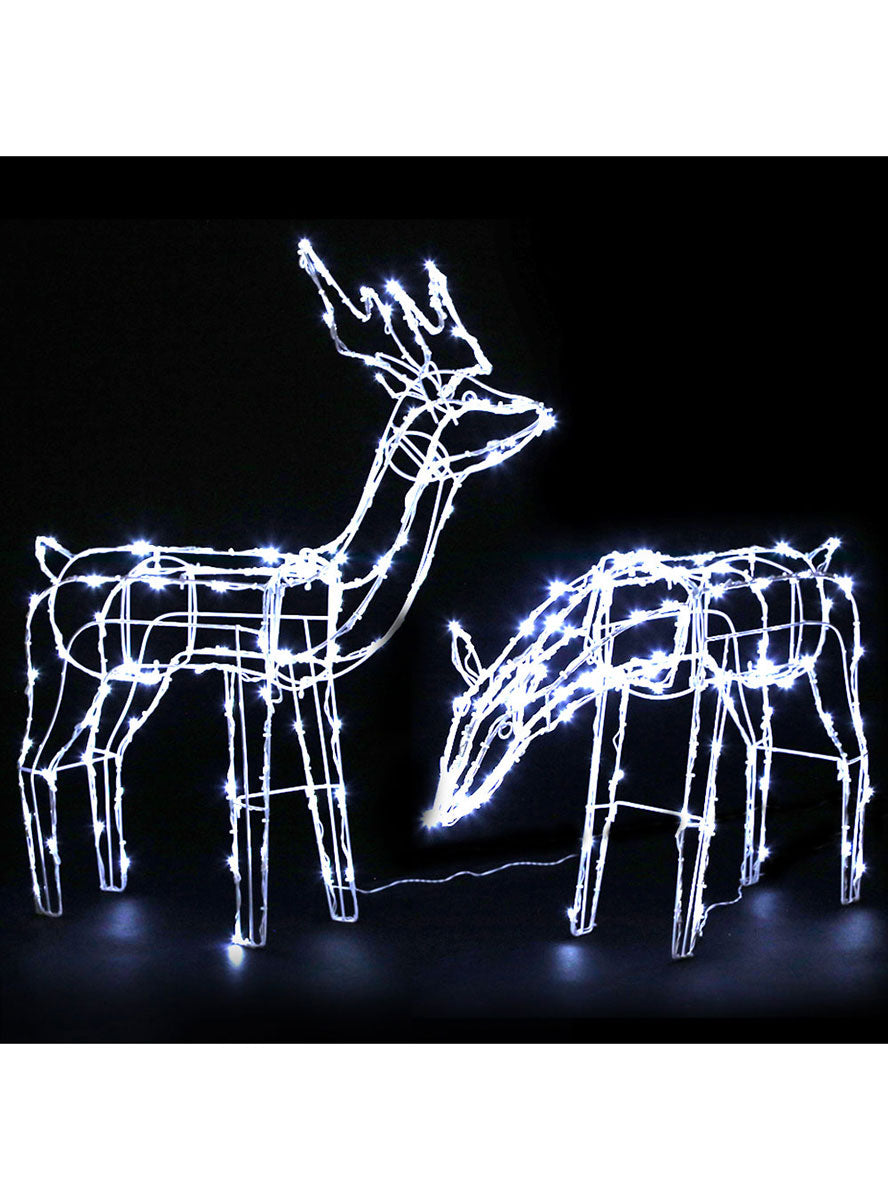 Light Up 2 Piece Reindeer Christmas Decorations - Black Background Image