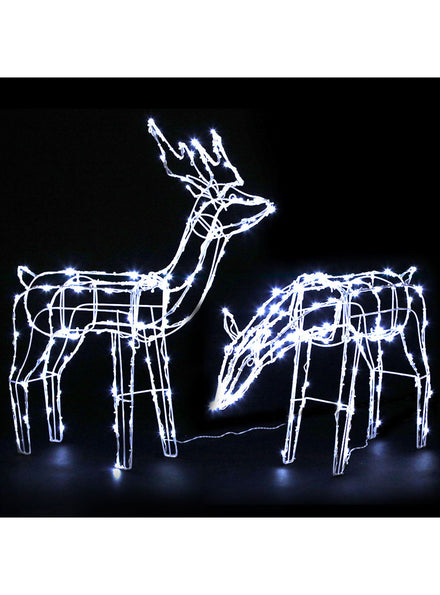 Light Up 2 Piece Reindeer Christmas Decorations - Black Background Image