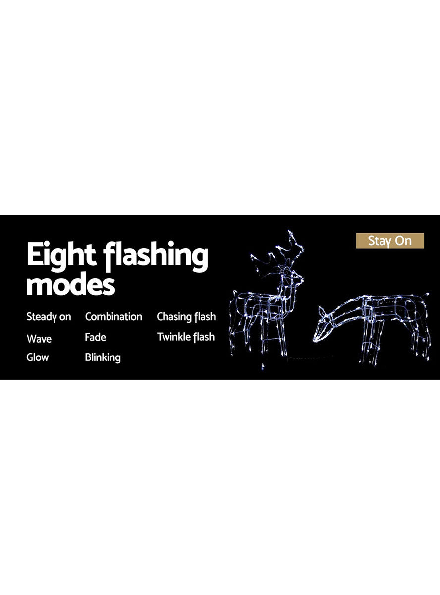 Light Up 2 Piece Reindeer Christmas Decorations - Lighting Mode Image