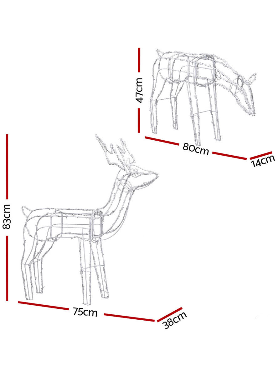 Light Up 2 Piece Reindeer Christmas Decorations - Measurements Image