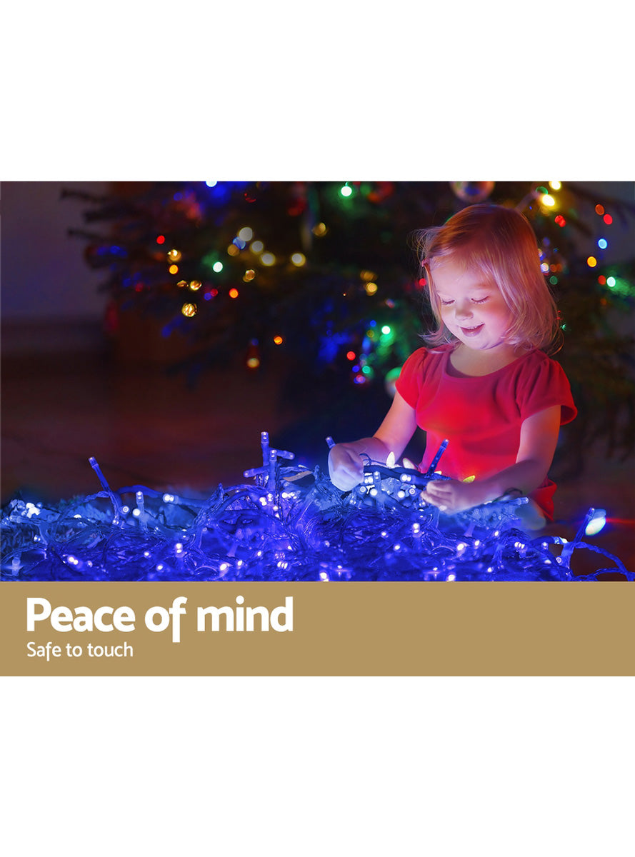 Jingle Jollys Blue and White Icicle Christmas Lights 20 Metre - Info Image 3
