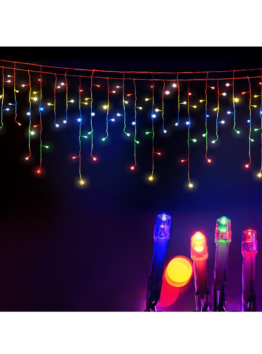 Jingle Jollys Multicoloured Icicle Christmas Lights 20 Metre - Alternate Image