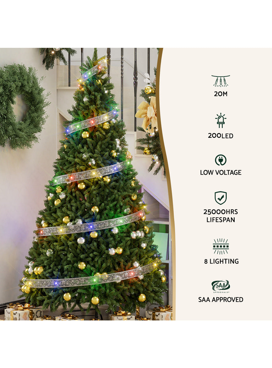 Silver Printed Light Up Christmas Ribbon 20 Metre - Information Image 1