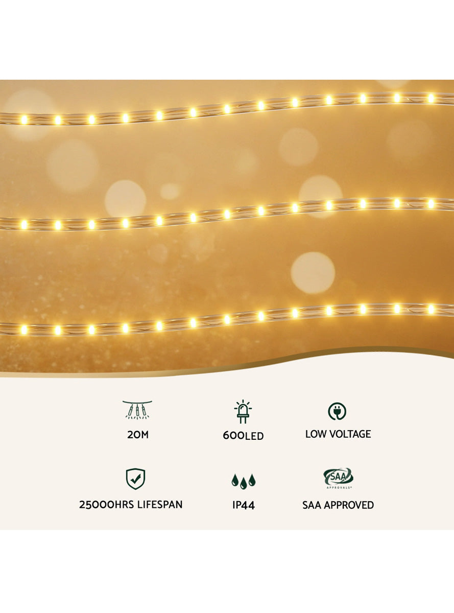 Warm White Colour Christmas Rope Light 20 Metre - Information Image 1