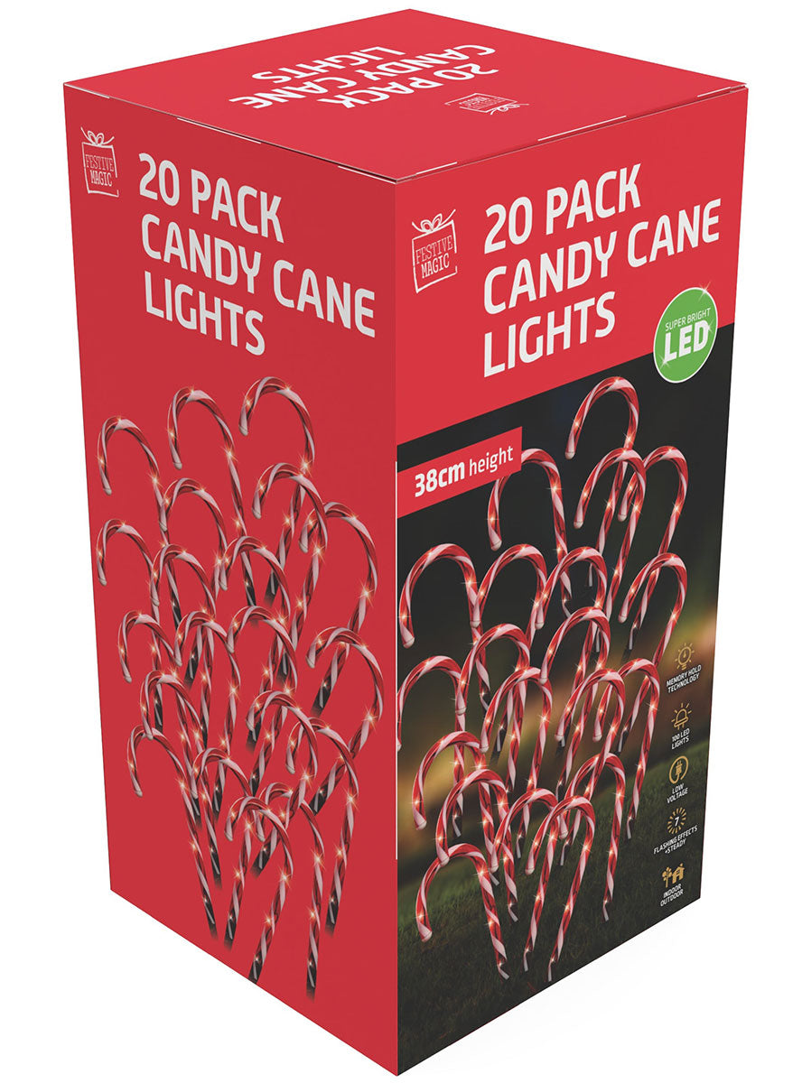 Candy Cane 20 Pack LED Path Lights Christmas Decoration - Alternate Image 2