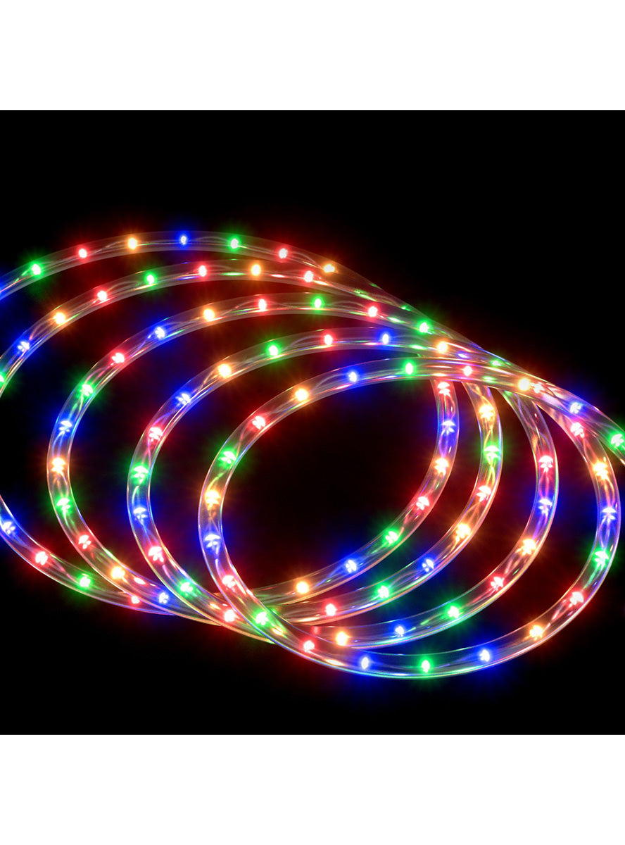 Colourful 600 LED Light Up Christmas Light String Rope Decoration 20m - Black Background Image