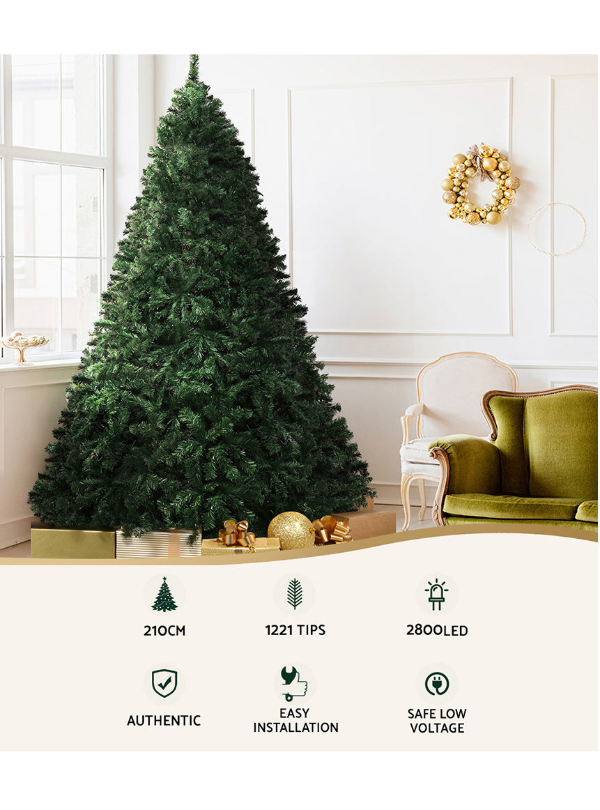 Jingle Jollys Christmas Tree with 2800 Colourful LED Lights 8 Mode 210cm - Details Image