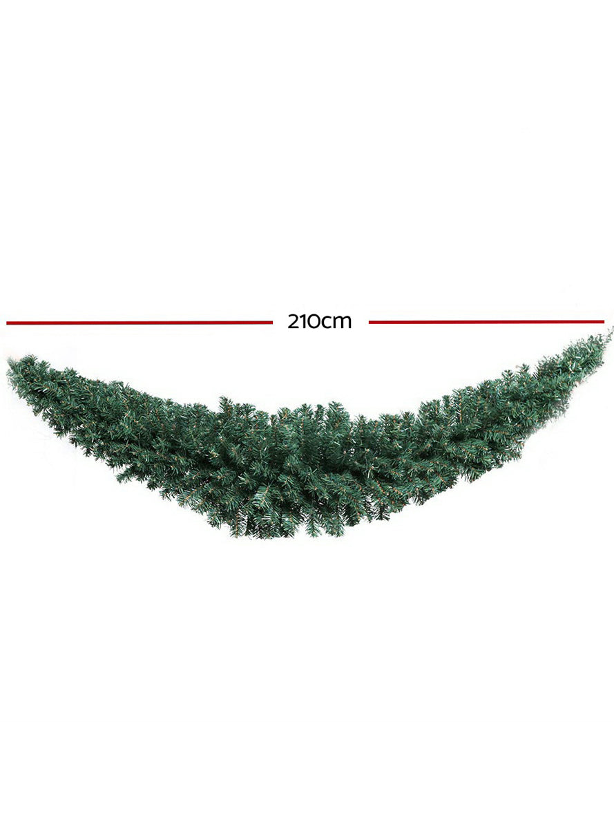 210cm Classic Green Christmas Garland Decoration - Dimensions Image