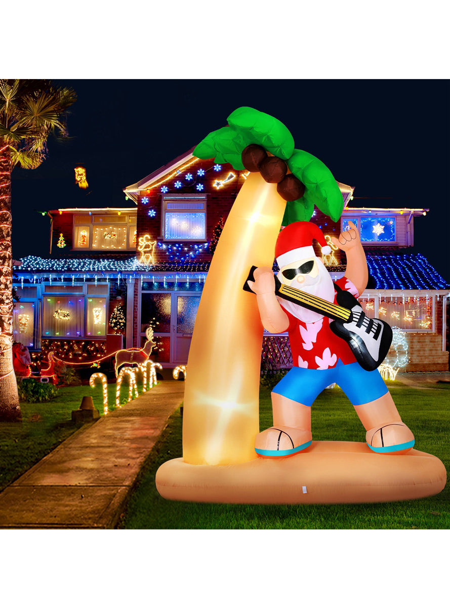 210cm Inflatable Santa with Guitar on Beach Outdoor Christmas Decoration - Alternate Image