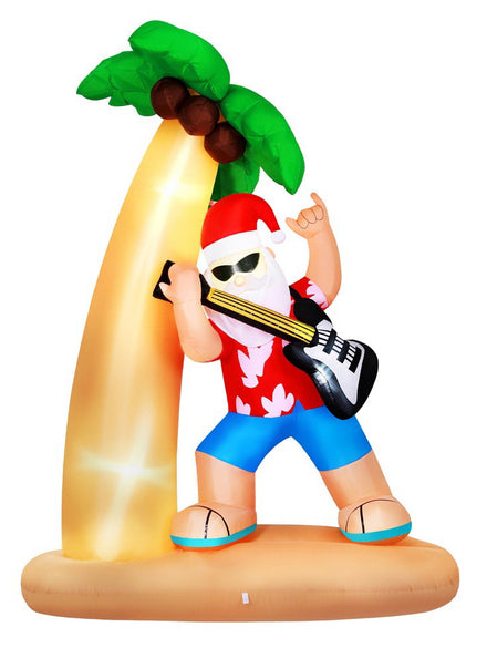 210cm Inflatable Santa with Guitar on Beach Outdoor Christmas Decoration - Main Image