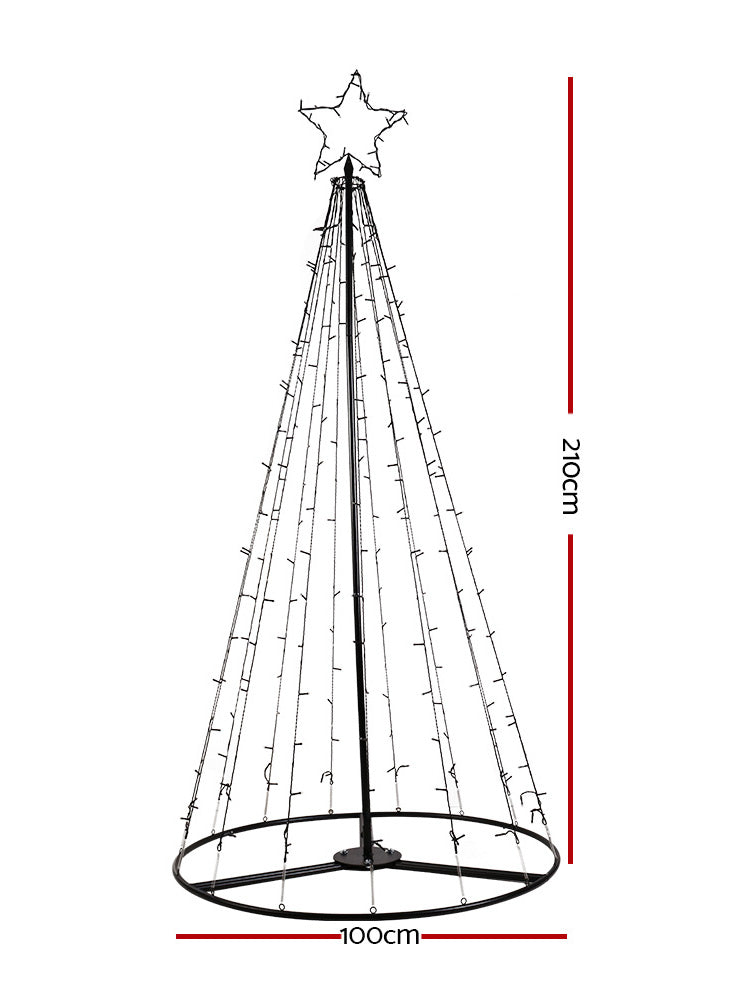 Jingle Jollys Warm White Christmas Tree Decoration 210cm - Dimensions Image