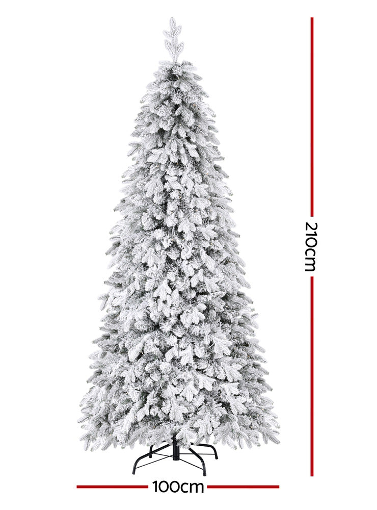 Jingle Jollys White Prelit Christmas Tree 210cm - Dimensions Image 1