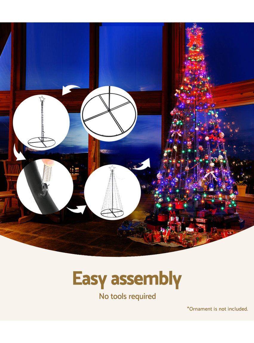 210cm Multicolour Solar Powered Christmas Tree Light Decoration - Info Image 3