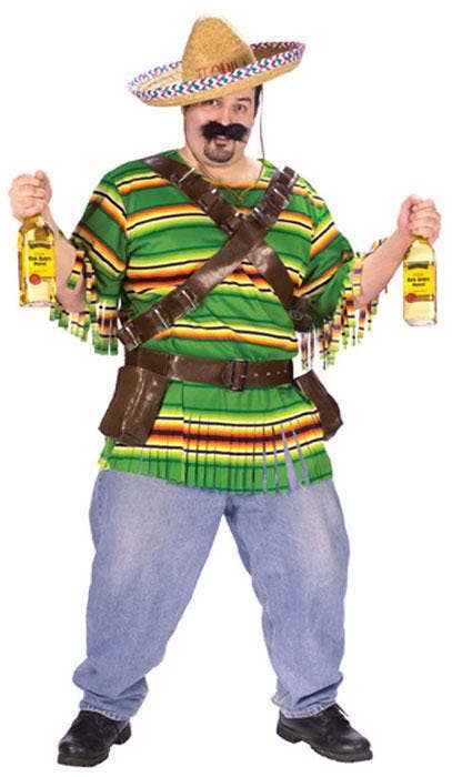 Funny Green Striped Tequila Pop N' Dude Plus Size Men's Mexican Costume