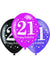 Image of 21st Birthday Pink and Black 6 Pack Party Balloons