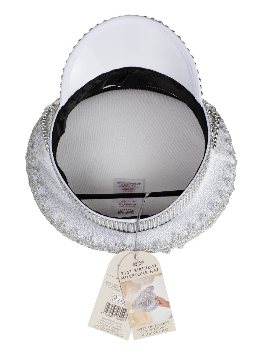 21st Birthday Silver Embellished Festival Hat – Alternative Image