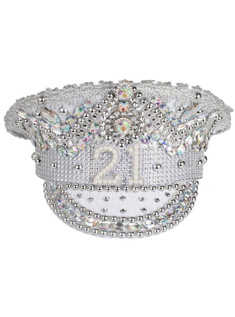 21st Birthday Silver Embellished Festival Hat – Main Image