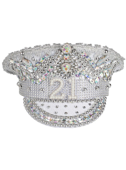 21st Birthday Silver Embellished Festival Hat – Main Image