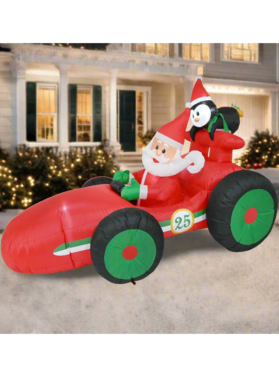 Inflatable Santa in Race Car 225cm Air Powered Christmas Decoration - Main Image