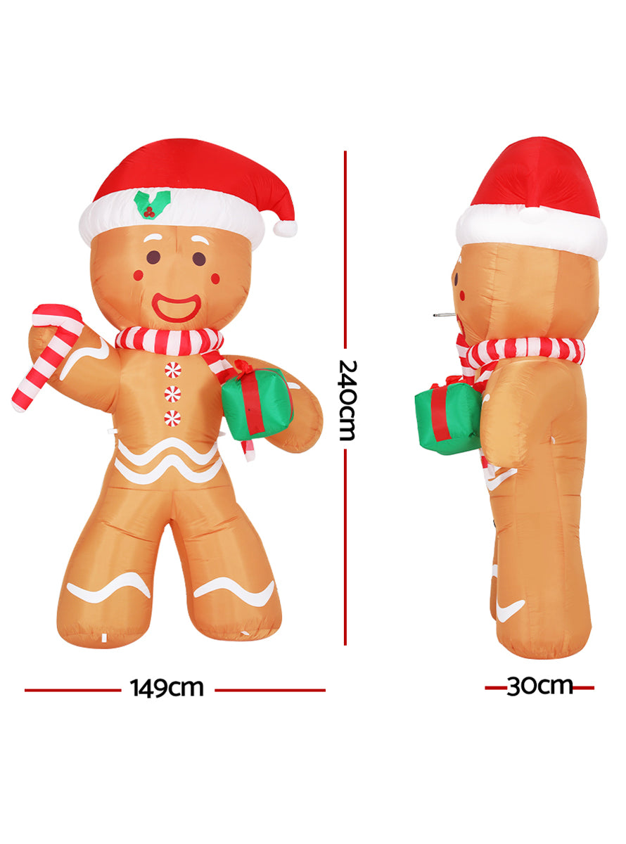 Jingle Jollys Inflatable Gingerbread Man Christmas Decoration 240cm - Dimensions Image