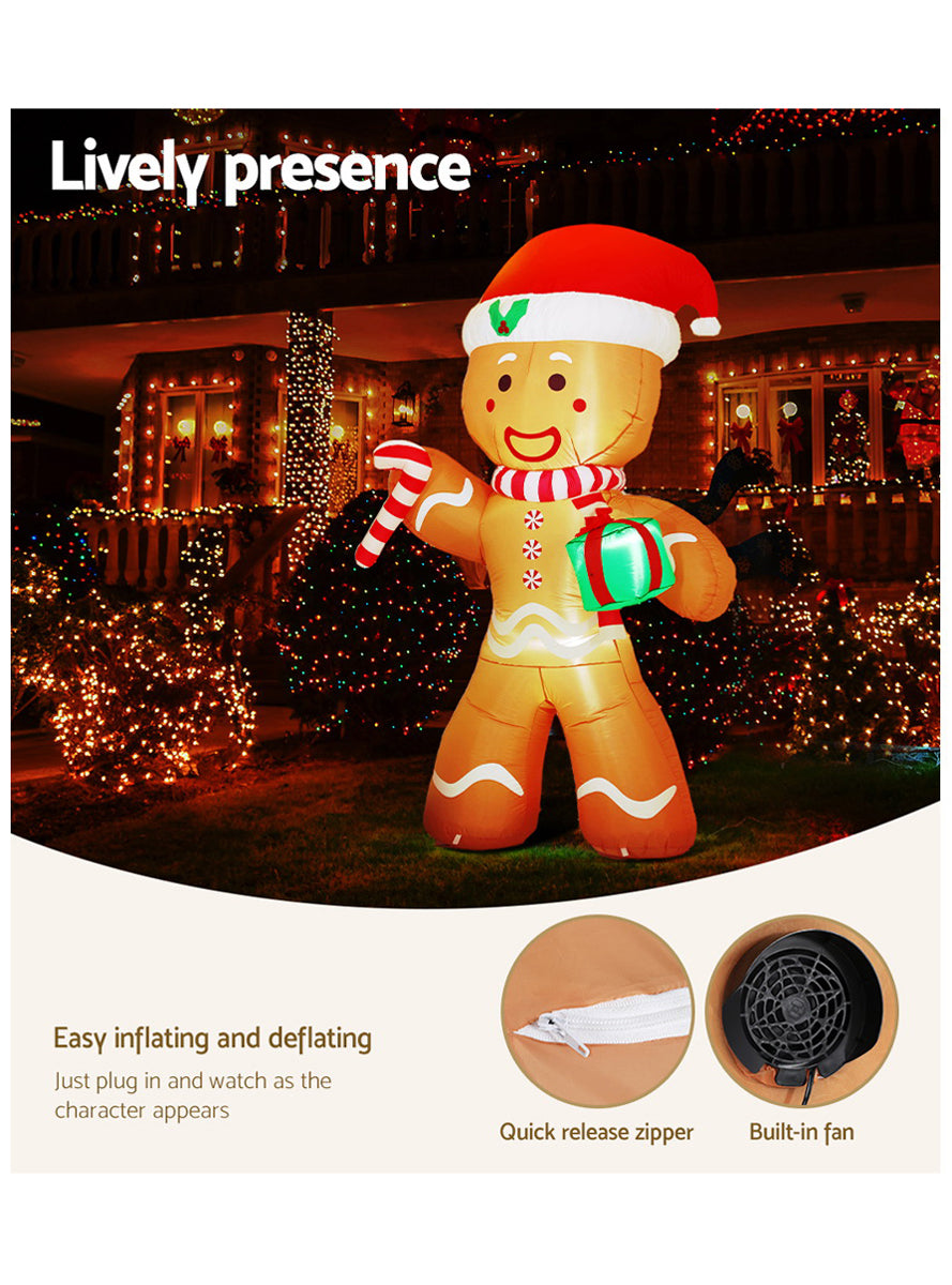Jingle Jollys Inflatable Gingerbread Man Christmas Decoration 240cm - Information Image 1