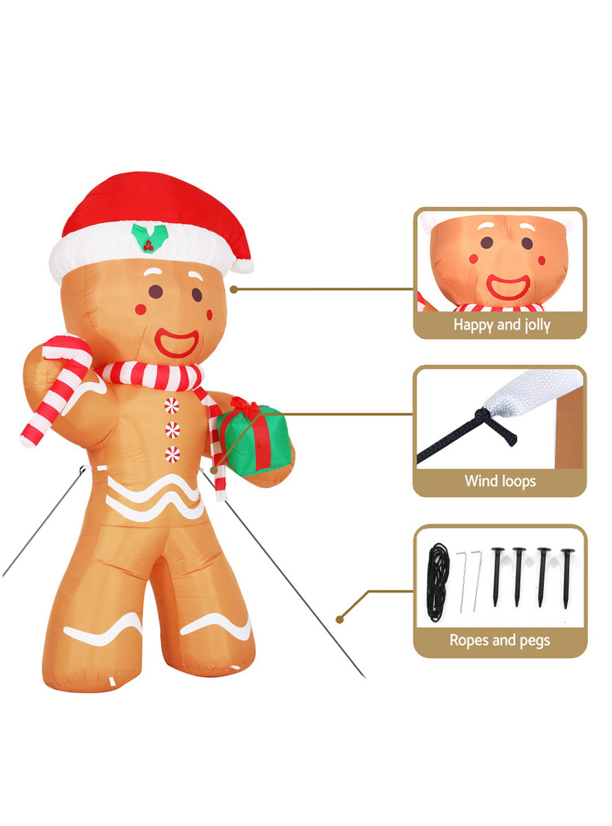 Jingle Jollys Inflatable Gingerbread Man Christmas Decoration 240cm - Information Image 2