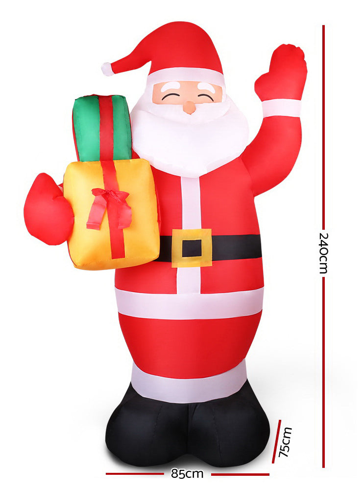 Jingle Jollys Inflatable Joyful Santa with Gifts Christmas Decoration 240cm - Dimensions Image 1