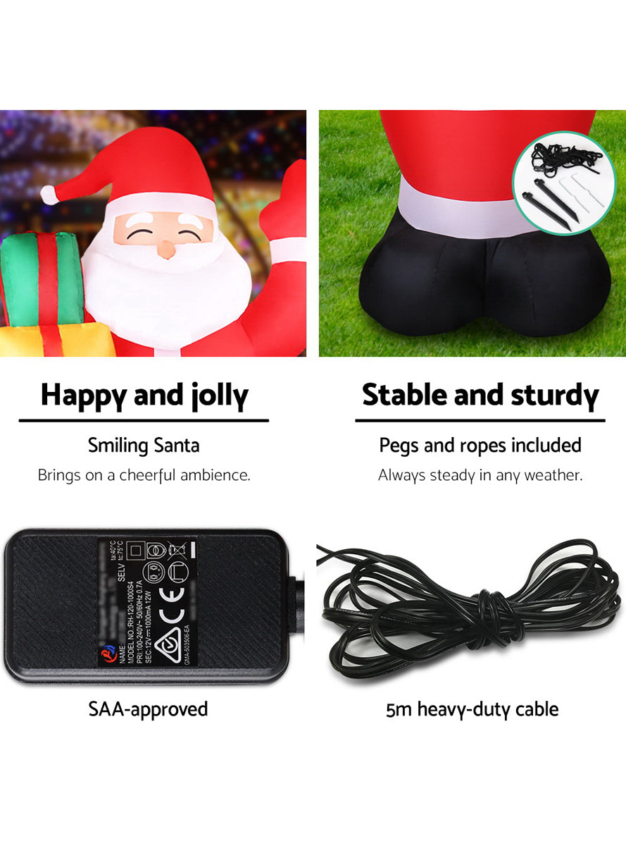 Jingle Jollys Inflatable Joyful Santa with Gifts Christmas Decoration 240cm - Information Image 1