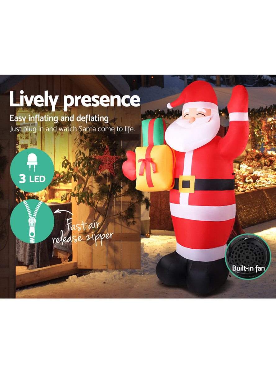 Jingle Jollys Inflatable Joyful Santa with Gifts Christmas Decoration 240cm - Information Image 2