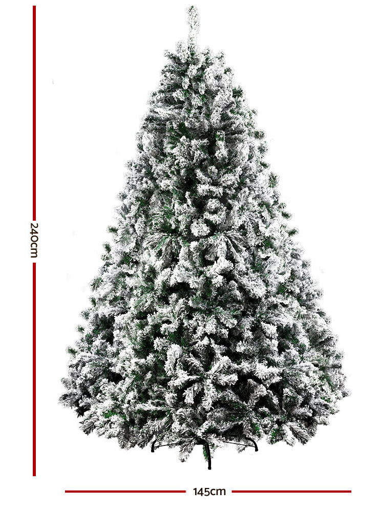 Jingle Jollys Snow Flocked Christmas Tree 240cm - Dimensions Image
